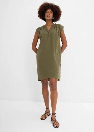 Robe courte 100% coton • olive foncé • Boutique bonprix
