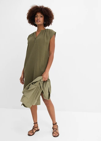 Rochie mini din bumbac 100% • oliv închis • magazin bonprix