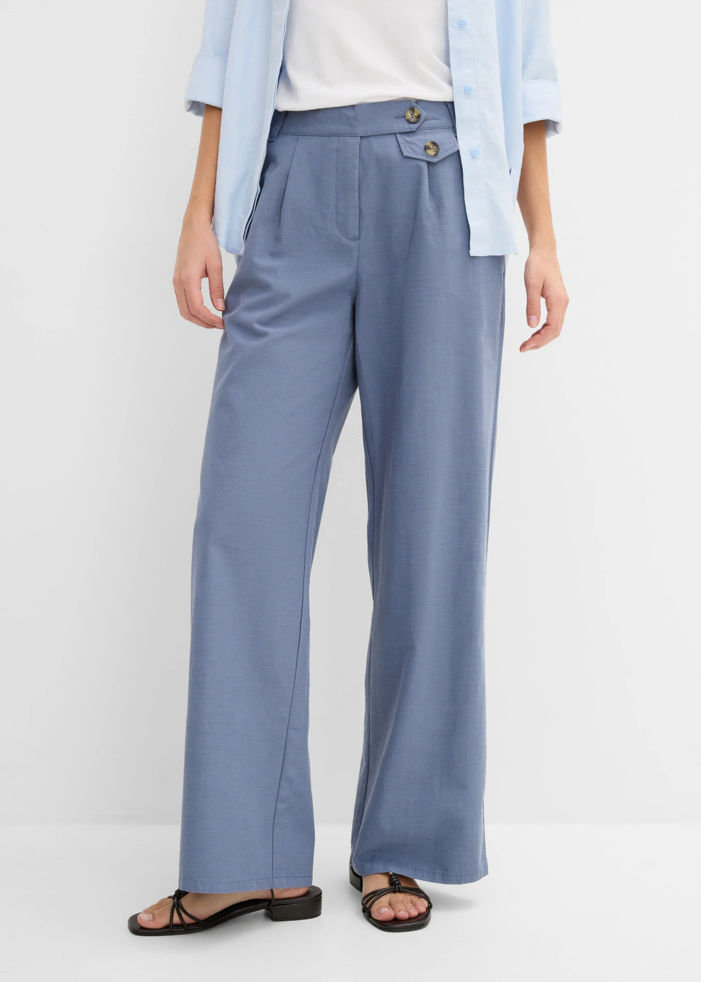 Pantalon large à pinces • bleu fumé • Boutique bonprix
