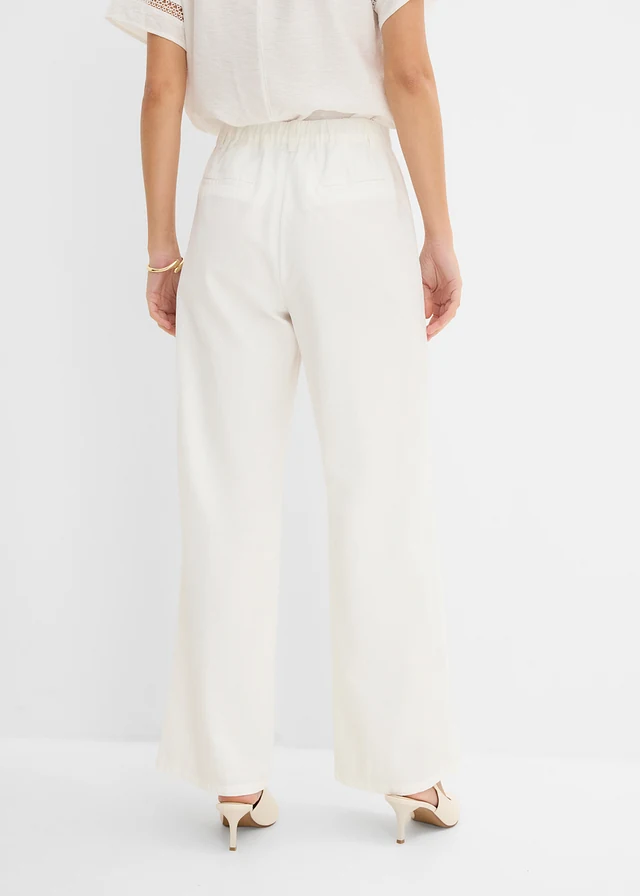 Pantalon large à pinces, Couleur: écru