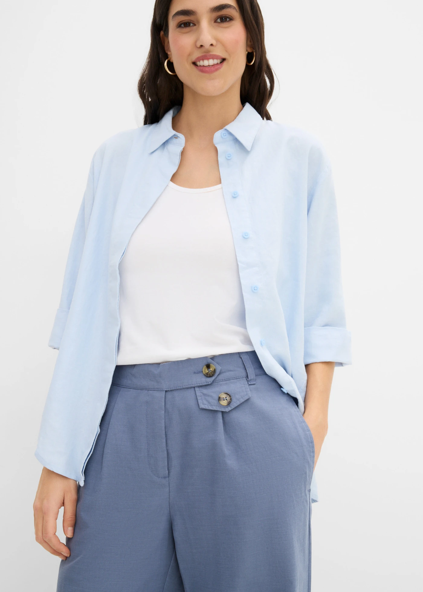 Pantalon large à pinces • bleu fumé • Boutique bonprix