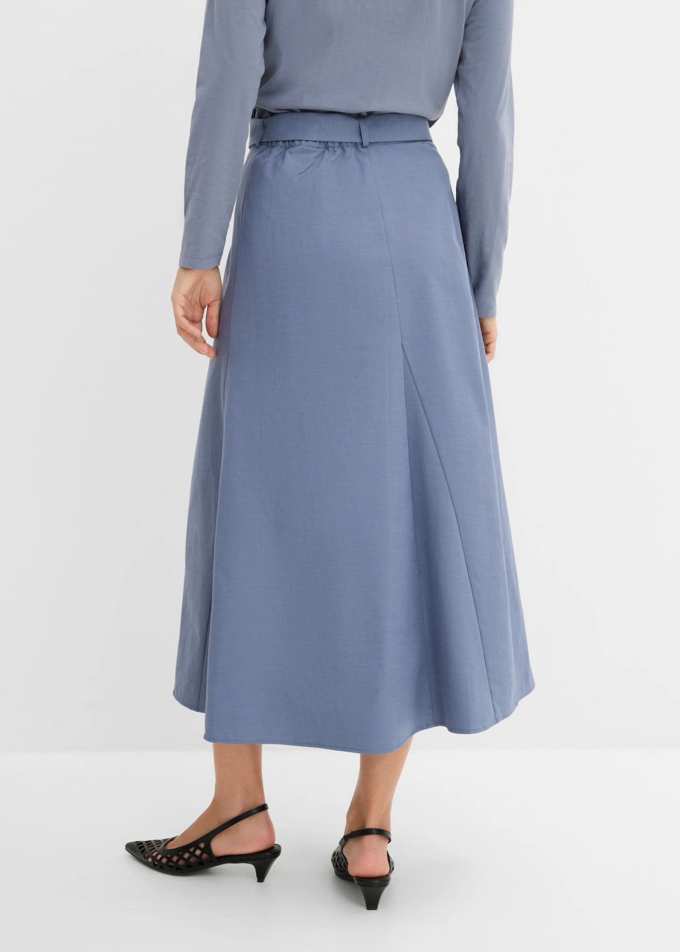 Jupe longue à godets • bleu fumé • Boutique bonprix