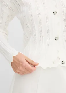 Gilet court en maille ajourée • écru • Boutique bonprix