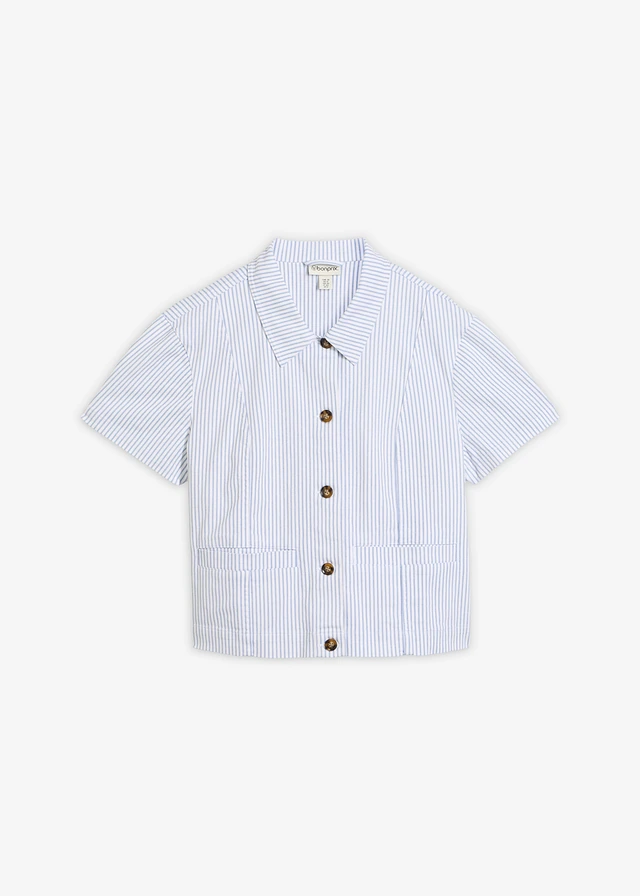 Veste rayée en jean, Couleur: blanc-bleu denim rayé