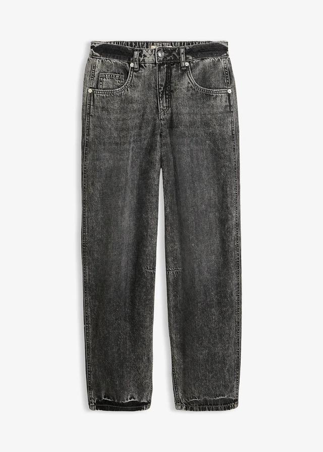 Balloon jeans mid waist, super soft, cropped, Kleur: grey denim used