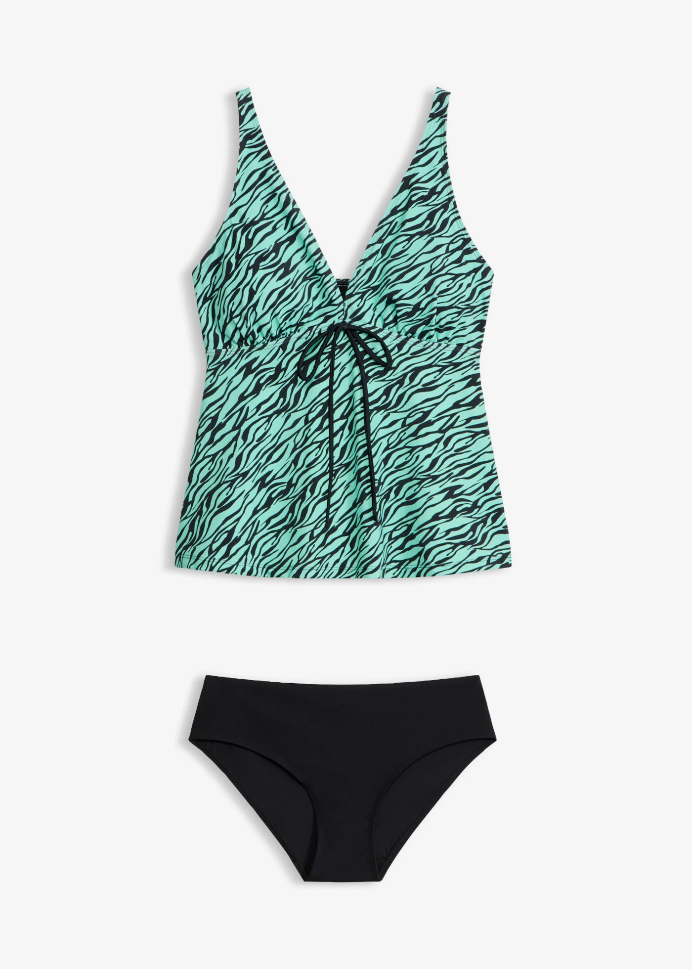 Tankini avec lien à nouer (ens. 2 pces) • vert menthe-noir zèbre • Boutique bonprix
