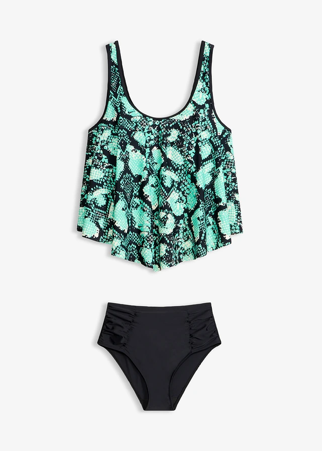 Tankini we wzór skóry węża (komplet 2-cz.) • zielono-czarny we wzór skóry węża • sklep bonprix