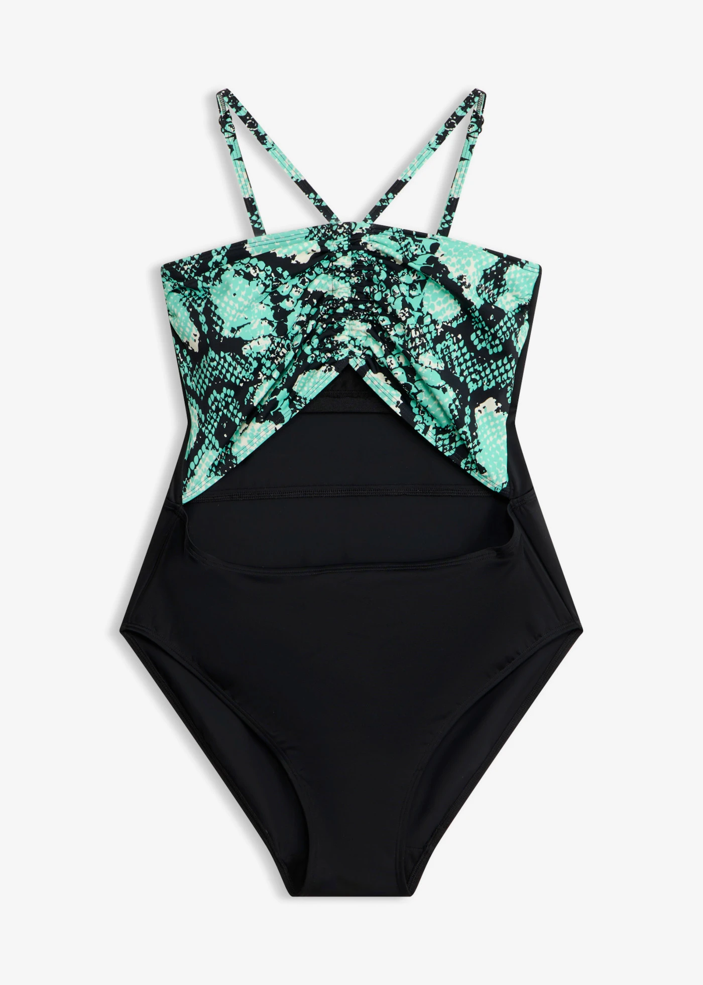 Maillot 1 pièce bandeau à nouer dans le cou • noir python • Boutique bonprix