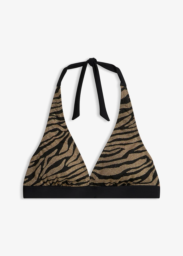 Haut de maillot dos nu en matière brillante • noir/zèbre • Boutique bonprix
