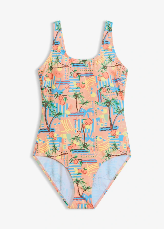 Badpak met allover print • koraal met print • bonprix online shop