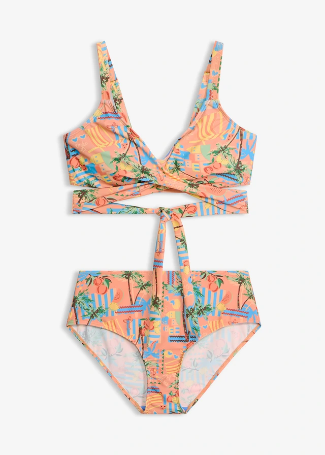 Costum de baie cu bustieră cu aspect petrecut (set/2 piese) • corai cu imprimeu • magazin bonprix