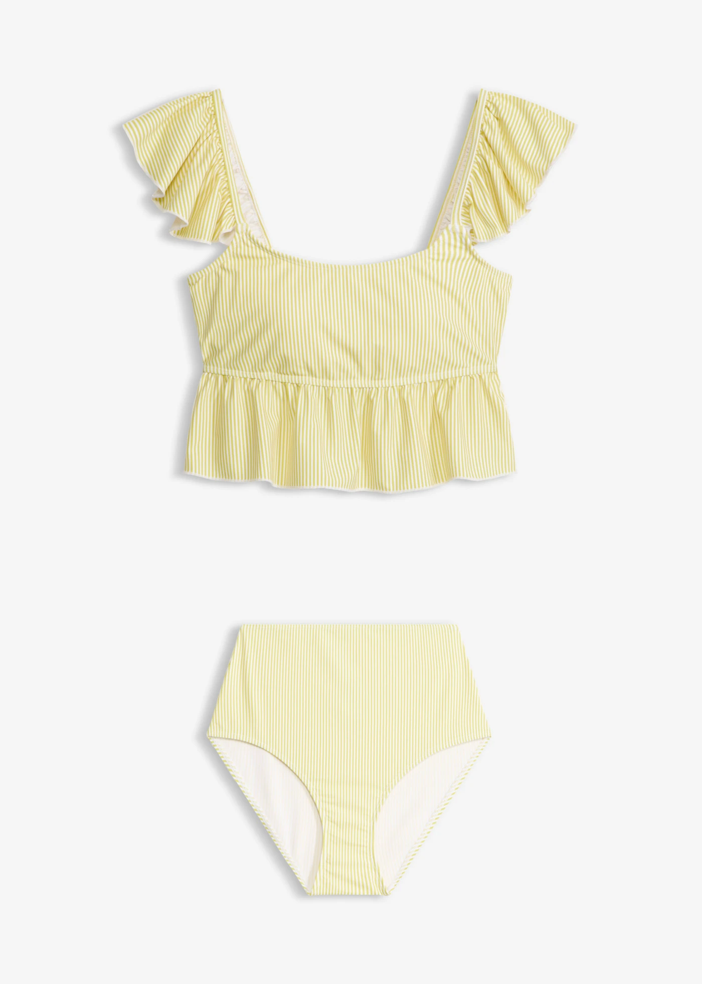 Tankini z falbankami (komplet 2-cz.) • żółto-biały w paski • sklep bonprix