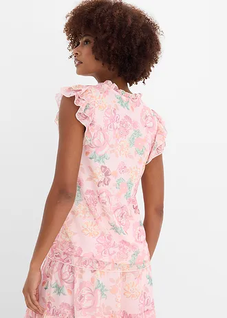 Bluză din plasă moale • roz deschis floral • magazin bonprix