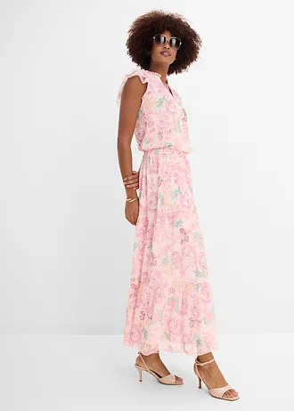 Jupe longue en mesh doux • rose clair floral • Boutique bonprix