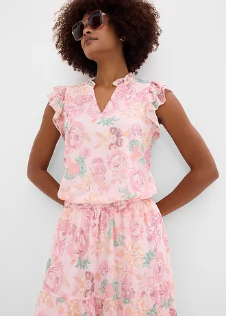 Maxirok van zachte mesh • lichtroze gebloemd • bonprix online shop