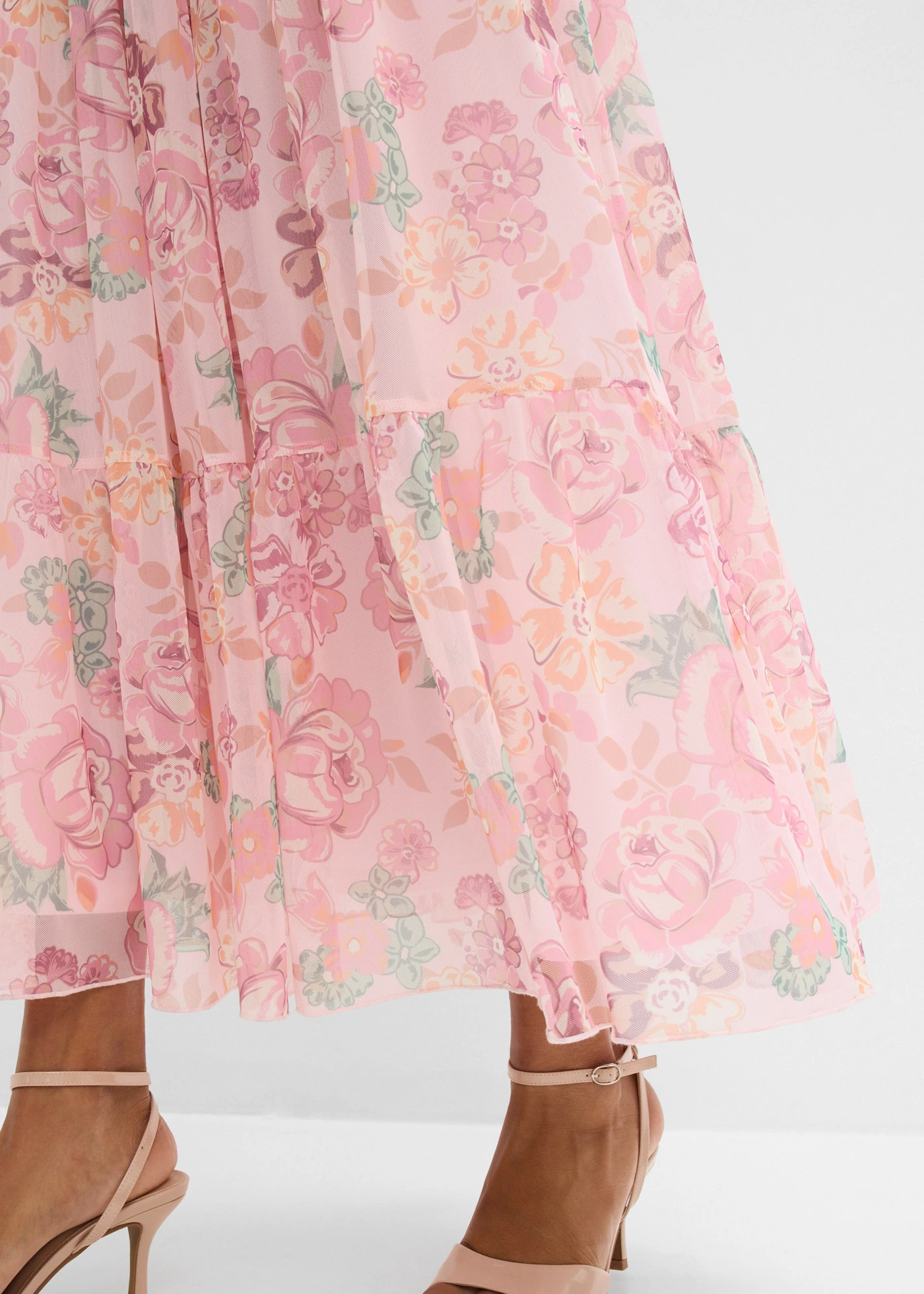 Jupe longue en mesh doux • rose clair floral • Boutique bonprix