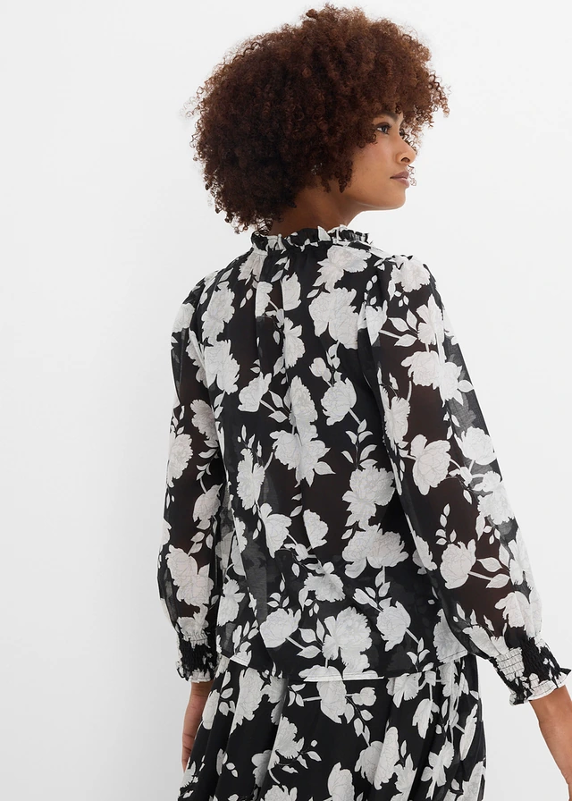 Blouse, Couleur: noir floral