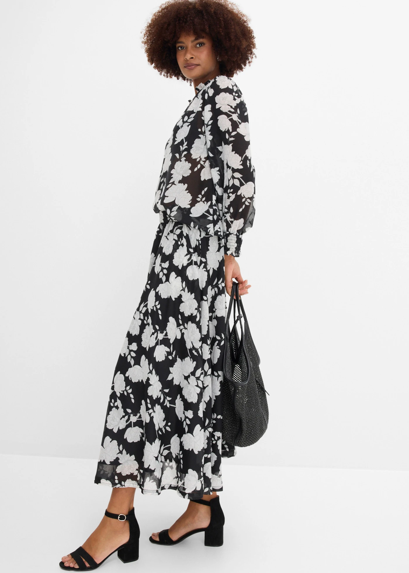 Jupe longue • noir floral • Boutique bonprix