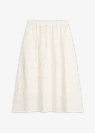 Jupe midi à broderie florale • ecru • Boutique bonprix