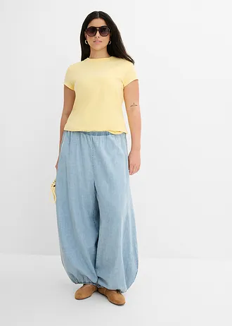 Harembroek van lichte linnenmix, Kleur: ijsblauw denim