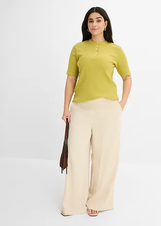 Geribd shirt van biologisch katoen, Kleur: cactusgroen