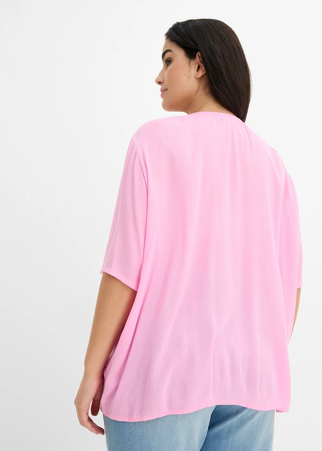 Tunique en viscose effet froissé, Couleur: rose floral
