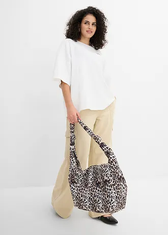 Oversized shirt van puur biologisch katoen, Kleur: wit-zwart met print