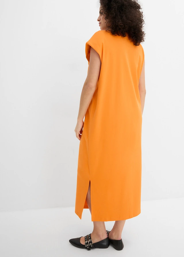 Robe T-shirt 100% coton, Couleur: orange vif délavé