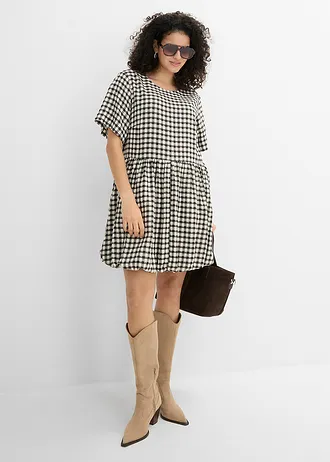 Robe courte base boule, Couleur: noir/blanc carreaux