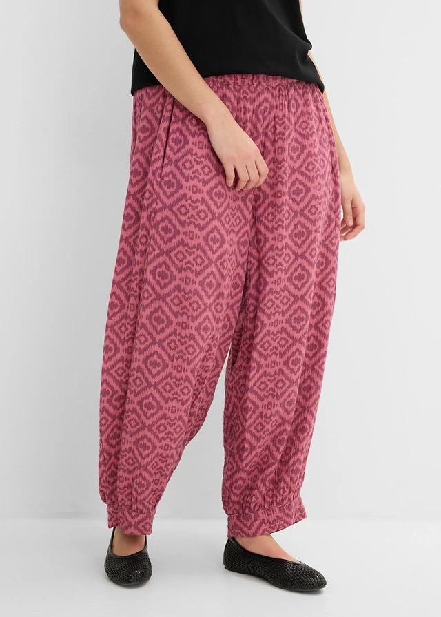 Harembroek van puur katoen, Kleur: grafische print mat bessen/bessensorbet