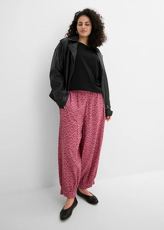 Harembroek van katoen, Kleur: mat bessen-bessensorbet grafisch