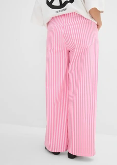 Pantalon en twill de coton extensible, Couleur: rose-blanc rayé