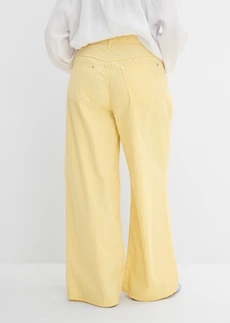 Pantalon en twill 100% coton, Couleur: jaune clair rayé