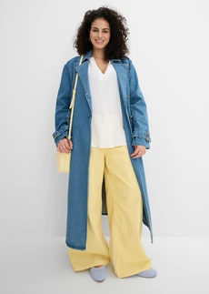 Pantalon en twill 100% coton, Couleur: jaune clair rayé