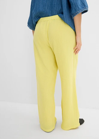 Instapbroek van mousseline, Kleur: lichtlimoen washed