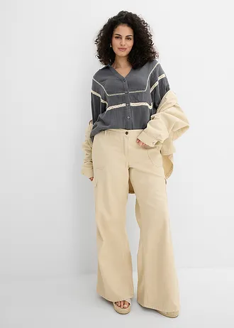 Mousseline blouse met kanten inzetstukken, Kleur: antraciet washed