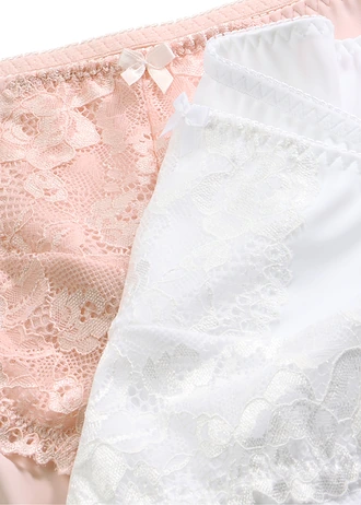 Maxislip met gebloemd kant (set van 2) • lichtroze+wit • bonprix online shop