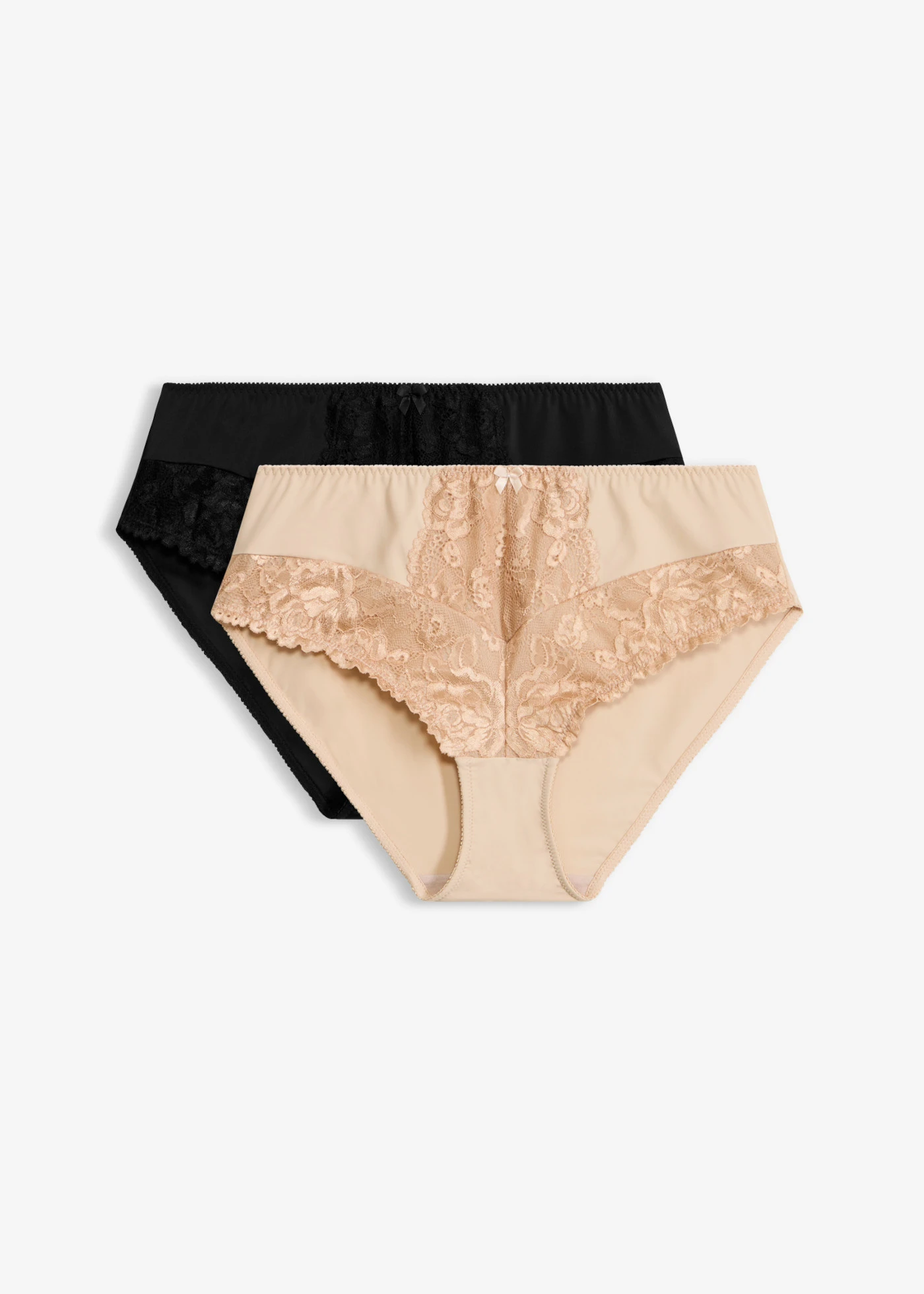 Lot de 2 slips maxi à dentelle florale • beige craie + noir • Boutique bonprix