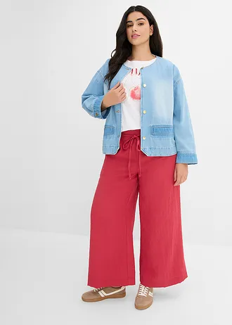 Jupe-culotte fluide en viscose majoritaire, Couleur: rouge cerise