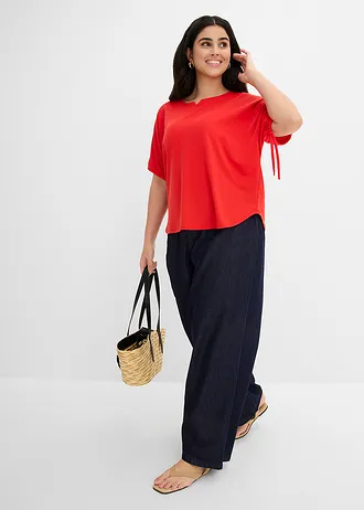 T-shirt ample en maille piquée robuste, Couleur: fraise