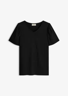 T-shirt en crêpe texturé • noir • Boutique bonprix