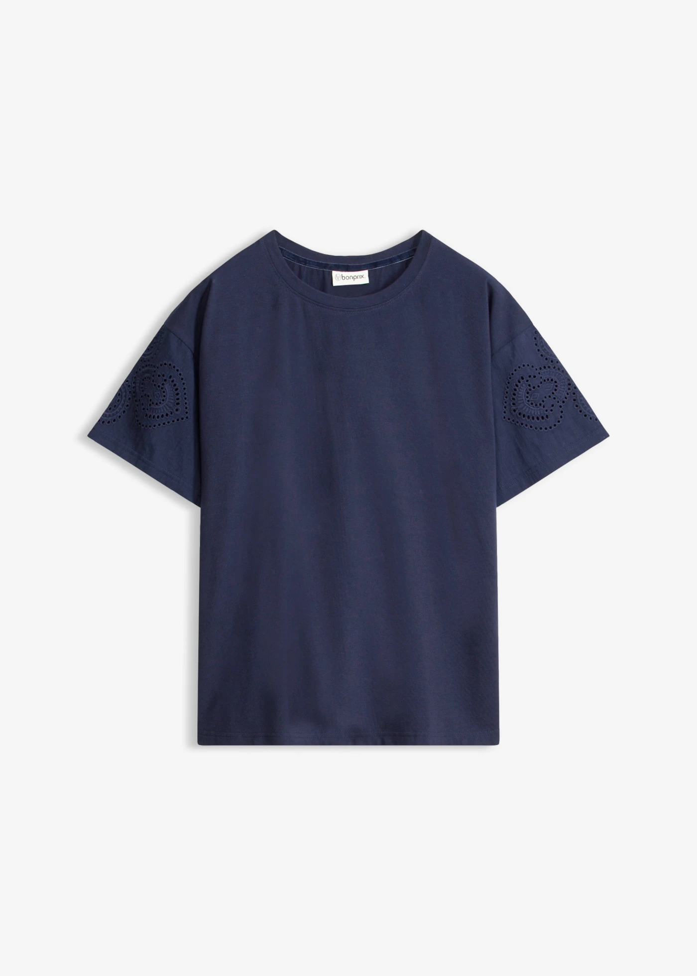 T-shirt met broderie anglaise • donkerblauw • bonprix online shop