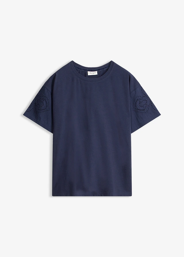 T-shirt met broderie anglaise