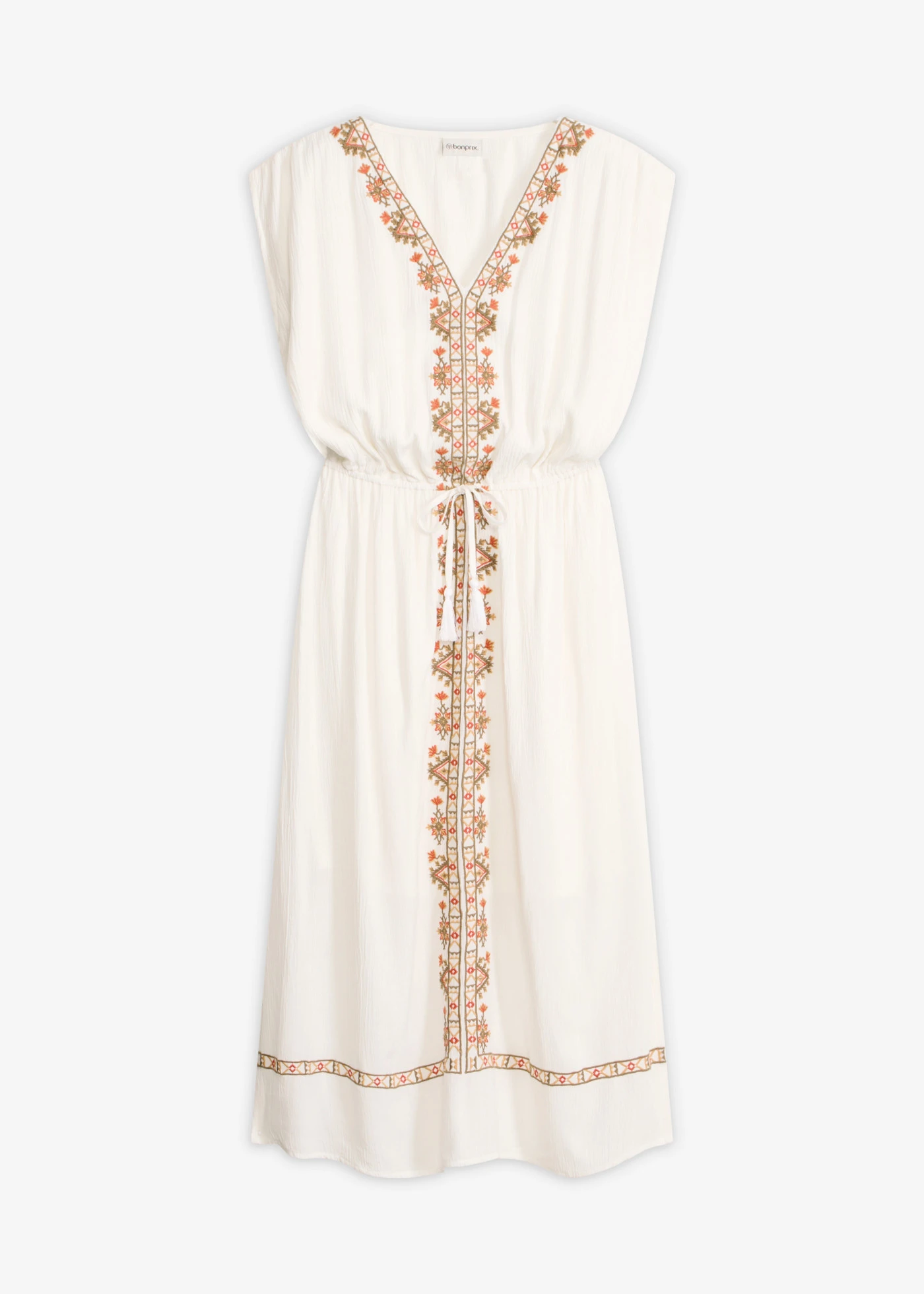 Boho midi jurk van soepele viscose • parelwit • bonprix online shop