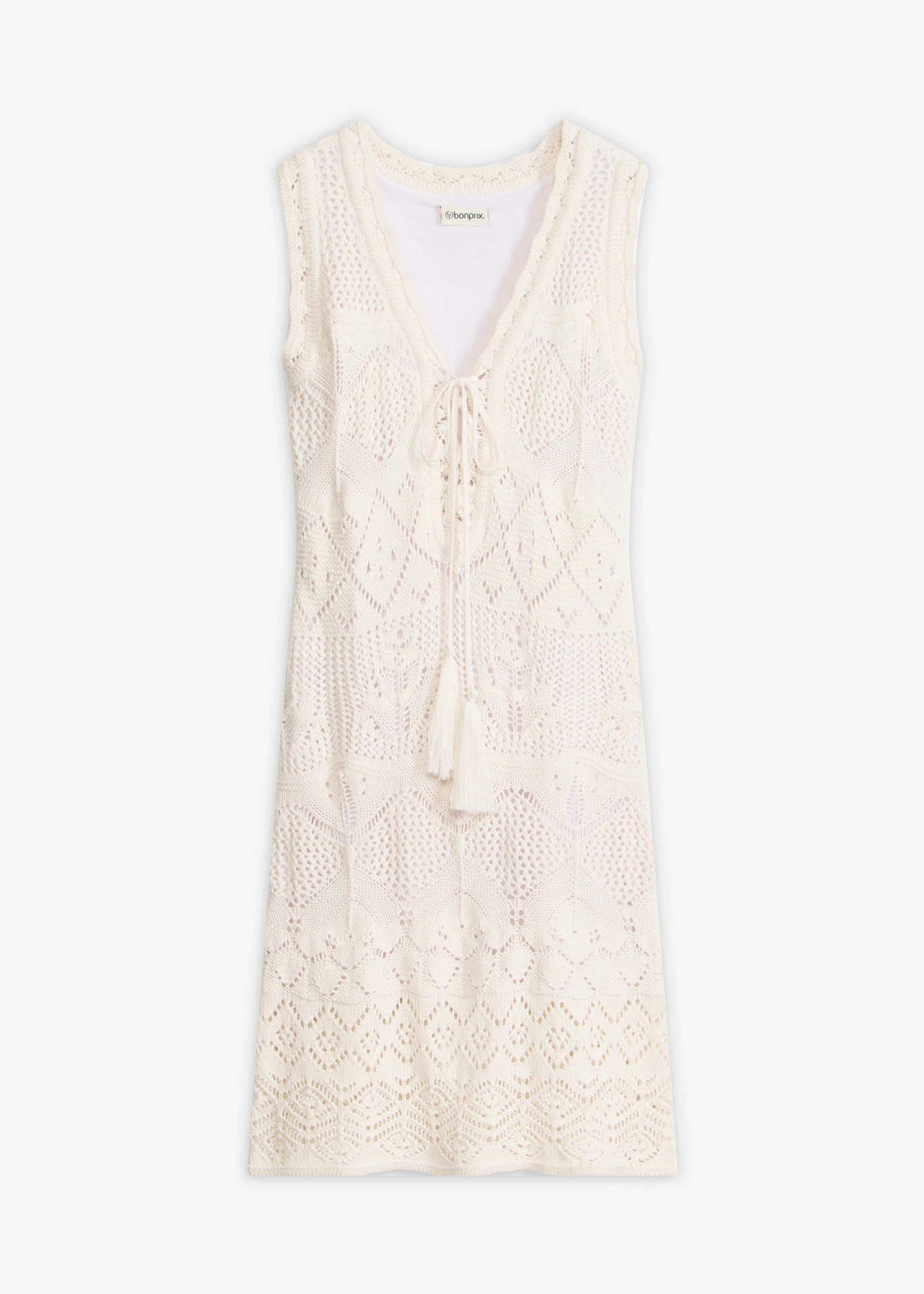 Gebreide jurk van een katoenmix • parelwit • bonprix online shop