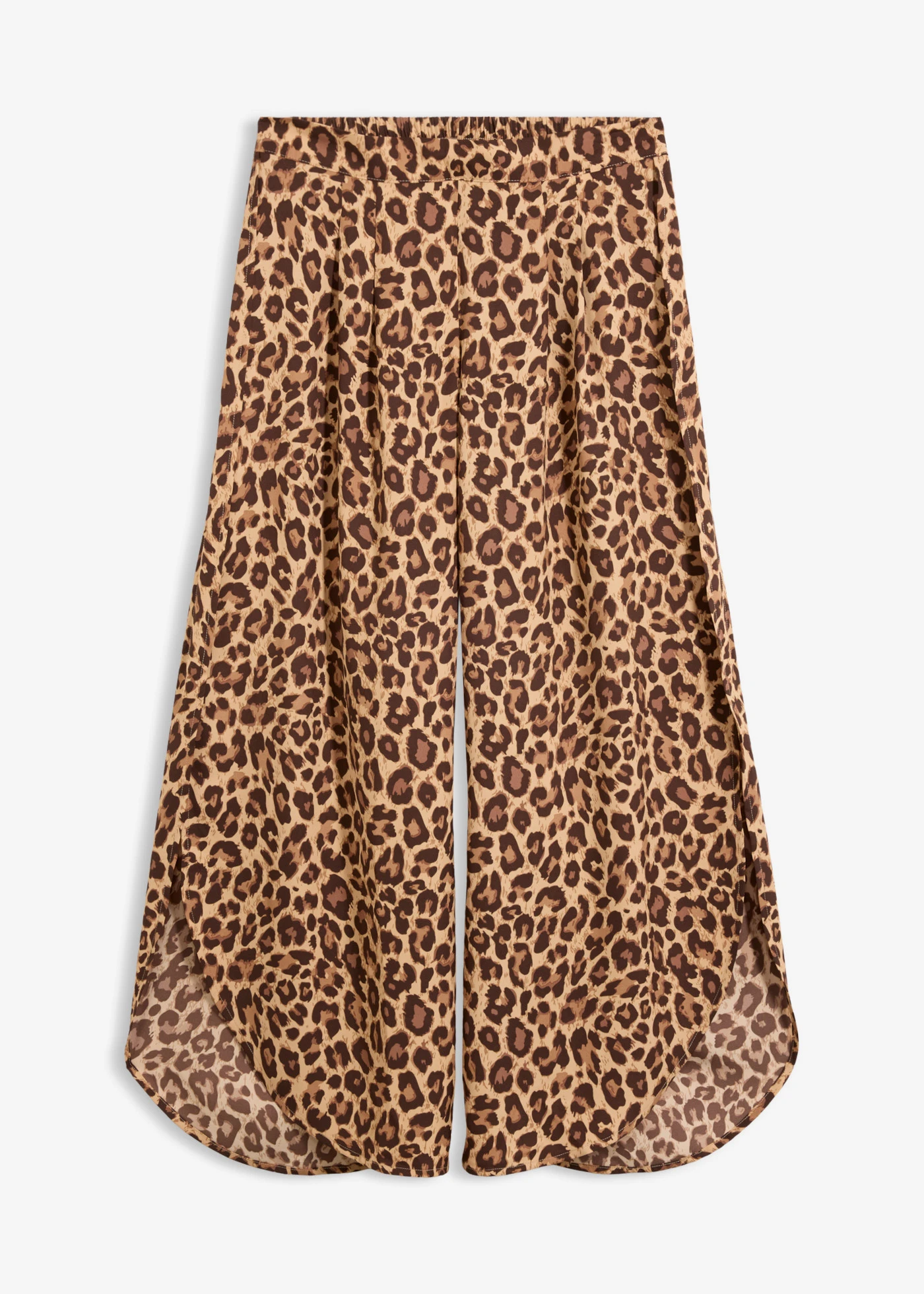 Palazzo kalhoty s rozparkem • kapučíno-tmavě hnědá s leopardím potiskem • bonprix obchod