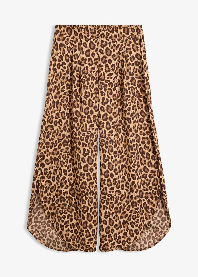 Pantalon palazzo fendu en bas • cappuccino-marron foncé léopard • Boutique bonprix