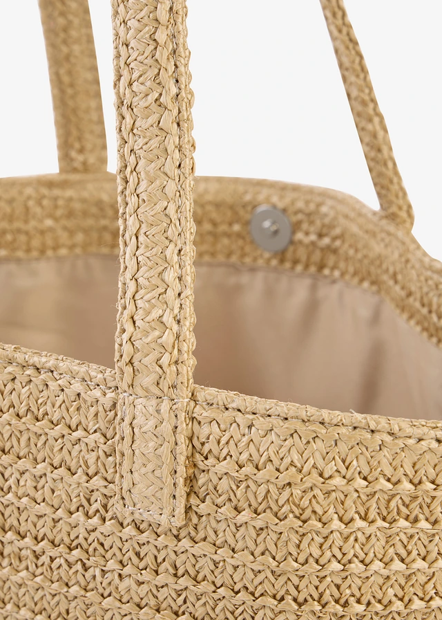Geantă shopper din paie • bej nisipiu mat • magazin bonprix