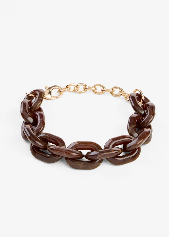 Bracelet maillons, Couleur: marron-couleur dorée