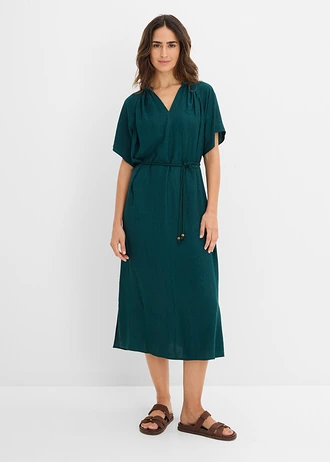 Midi jurk in een zachte viscose-mix • diepgroen • bonprix online shop